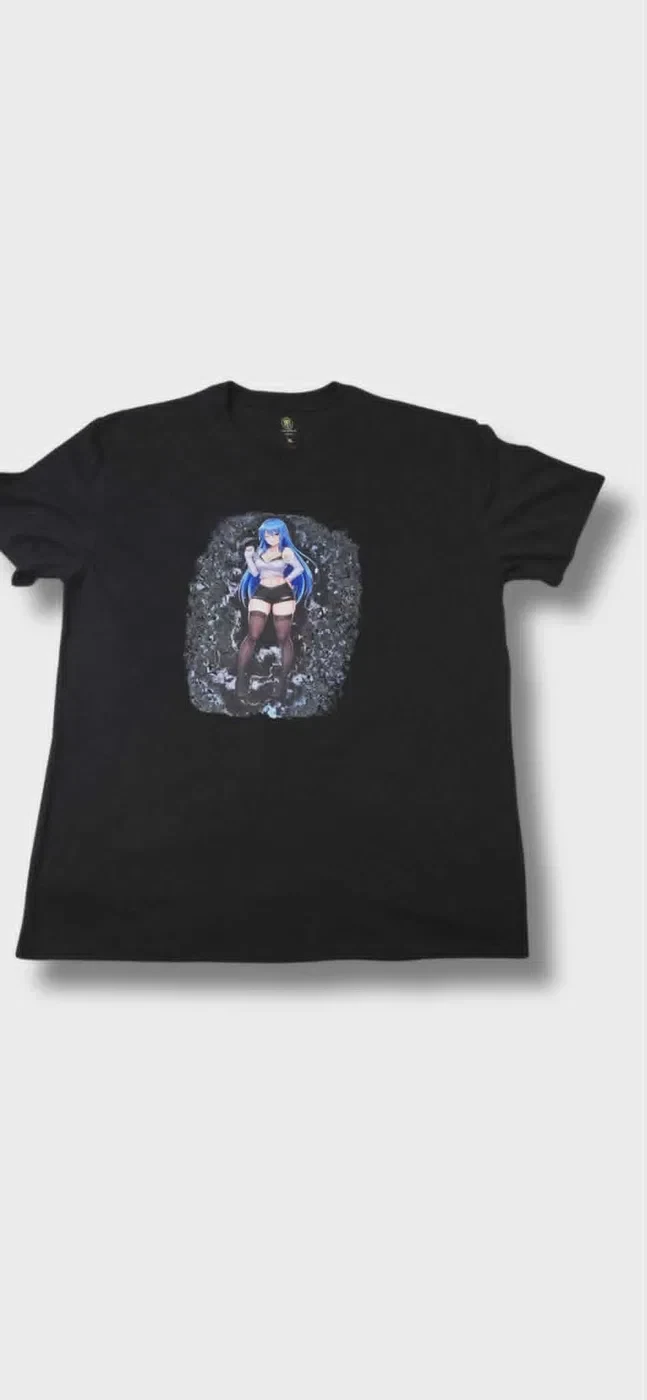 Blue-Haired Anime Girl Graphic T-Shirt